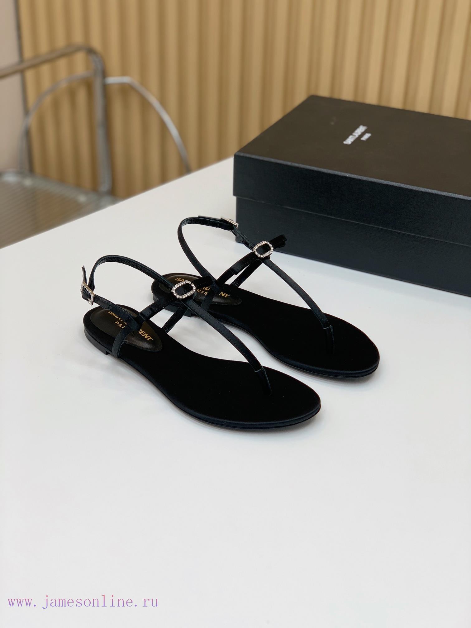 Saint Laurent Silk Diamond Buckle Flat Sandals Have A Unique And Eye-catching Design Including r2pv01in - Image 3