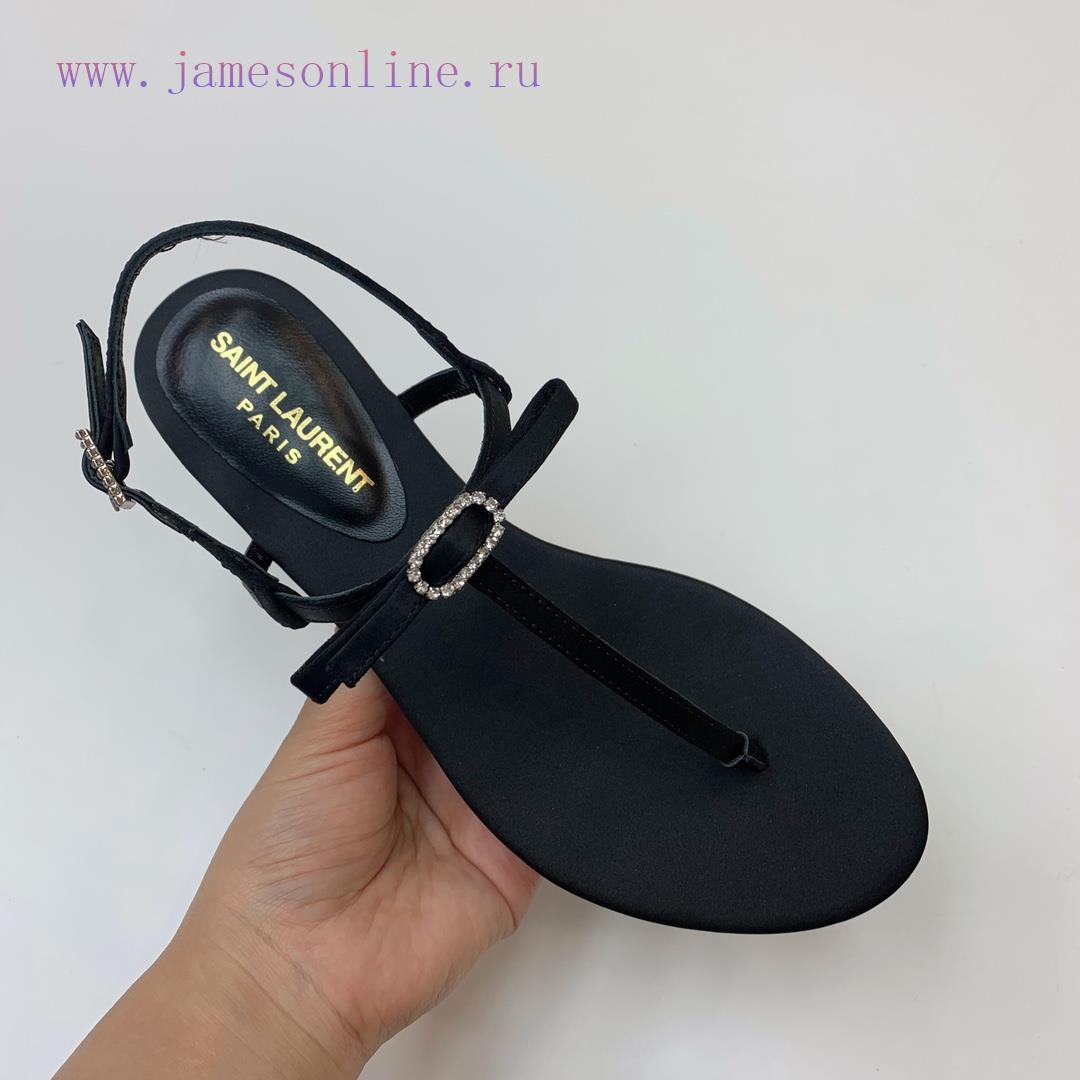 Saint Laurent Silk Diamond Buckle Flat Sandals Have A Unique And Eye-catching Design Including r2pv01in - Image 4