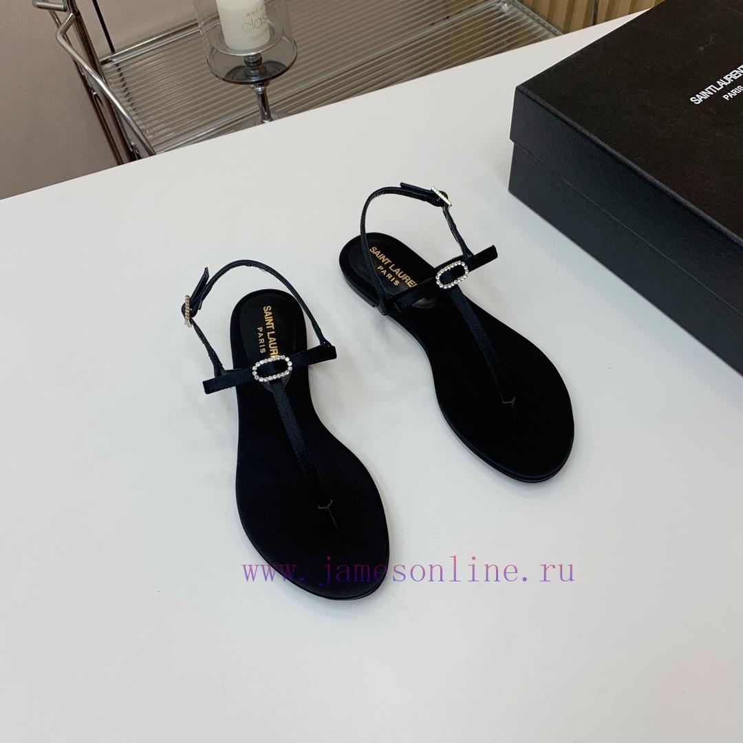 Saint Laurent Silk Diamond Buckle Flat Sandals Have A Unique And Eye-catching Design Including r2pv01in - Image 6