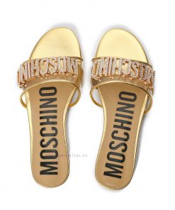 2-36B Moschino 2024 New Diamond Buckle Flat Bottomed Mop Made Of Cowhide Fabric Colors Blue Bro ywv3yj5r