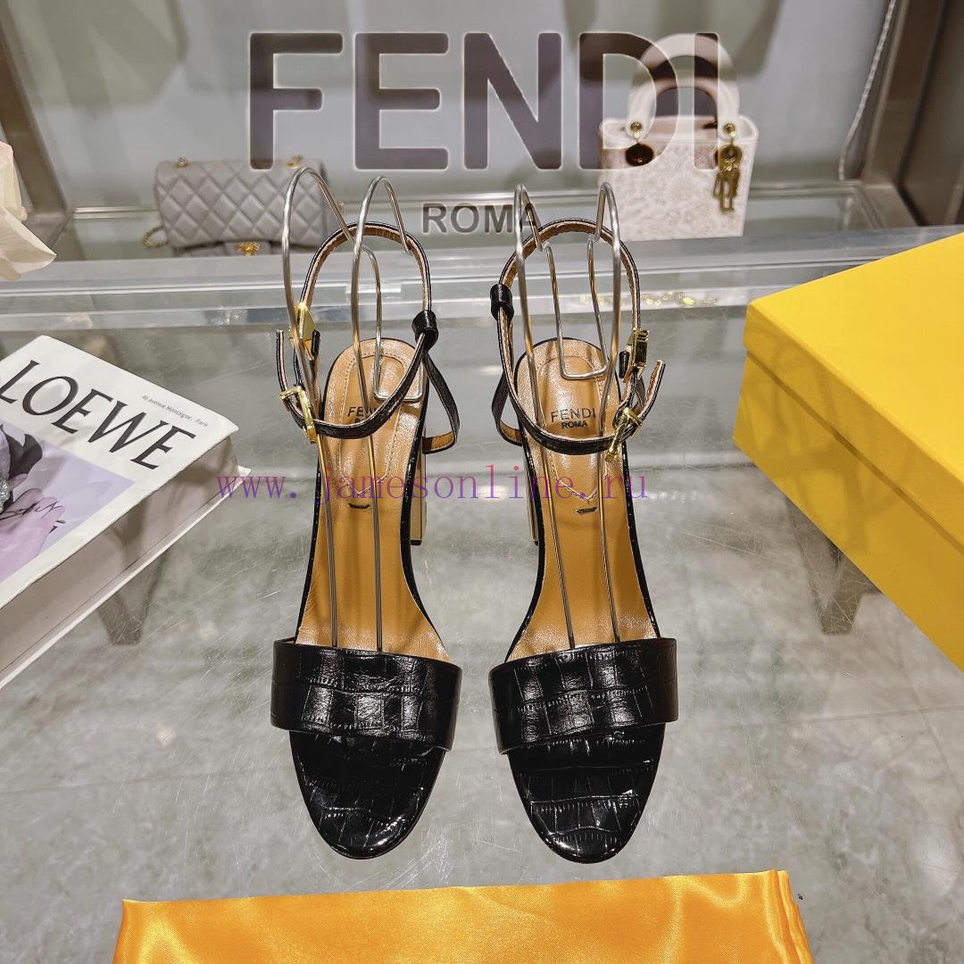 ② ⓪②④ 𝙁𝙀𝙉𝘿𝙄 | Fendi Delfina Strap Stone Patterned High Heels Sandals〰 〰 〰 〰 Genuine Leather s7010fmh