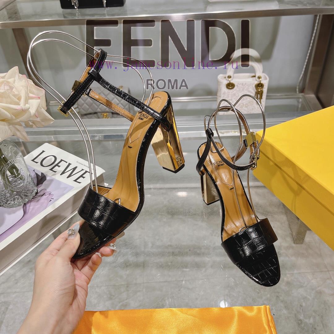 ② ⓪②④ 𝙁𝙀𝙉𝘿𝙄 | Fendi Delfina Strap Stone Patterned High Heels Sandals〰 〰 〰 〰 Genuine Leather s7010fmh - Image 3