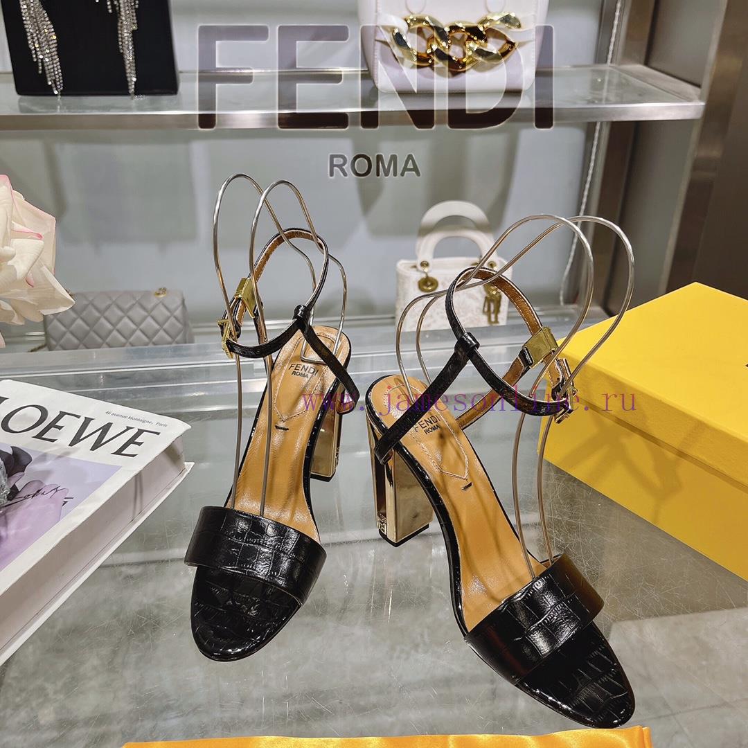 ② ⓪②④ 𝙁𝙀𝙉𝘿𝙄 | Fendi Delfina Strap Stone Patterned High Heels Sandals〰 〰 〰 〰 Genuine Leather s7010fmh - Image 4