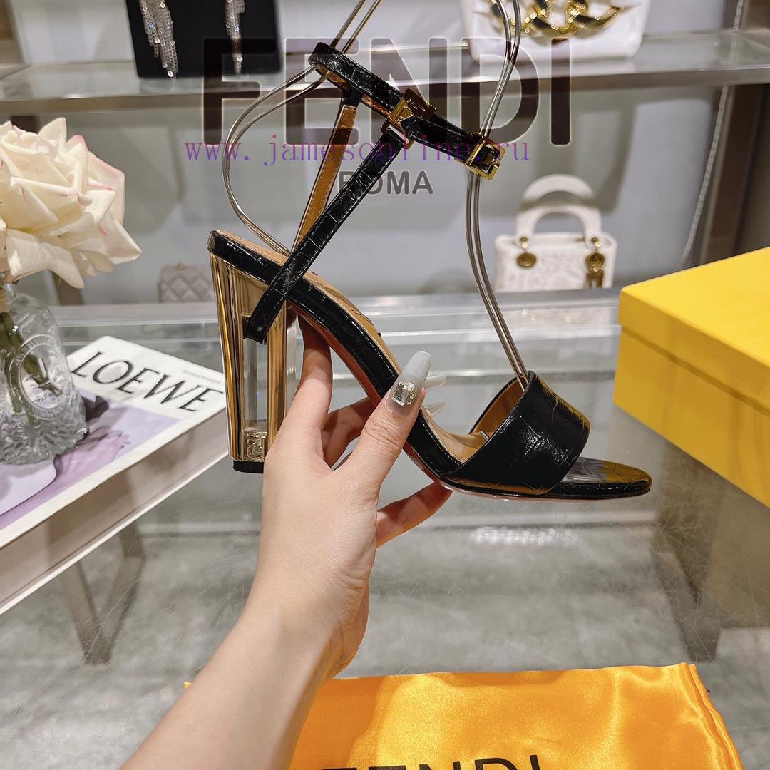 ② ⓪②④ 𝙁𝙀𝙉𝘿𝙄 | Fendi Delfina Strap Stone Patterned High Heels Sandals〰 〰 〰 〰 Genuine Leather s7010fmh - Image 5