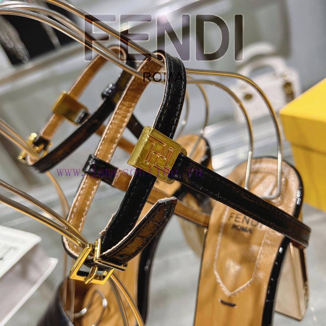 ② ⓪②④ 𝙁𝙀𝙉𝘿𝙄 | Fendi Delfina Strap Stone Patterned High Heels Sandals〰 〰 〰 〰 Genuine Leather s7010fmh - Image 9