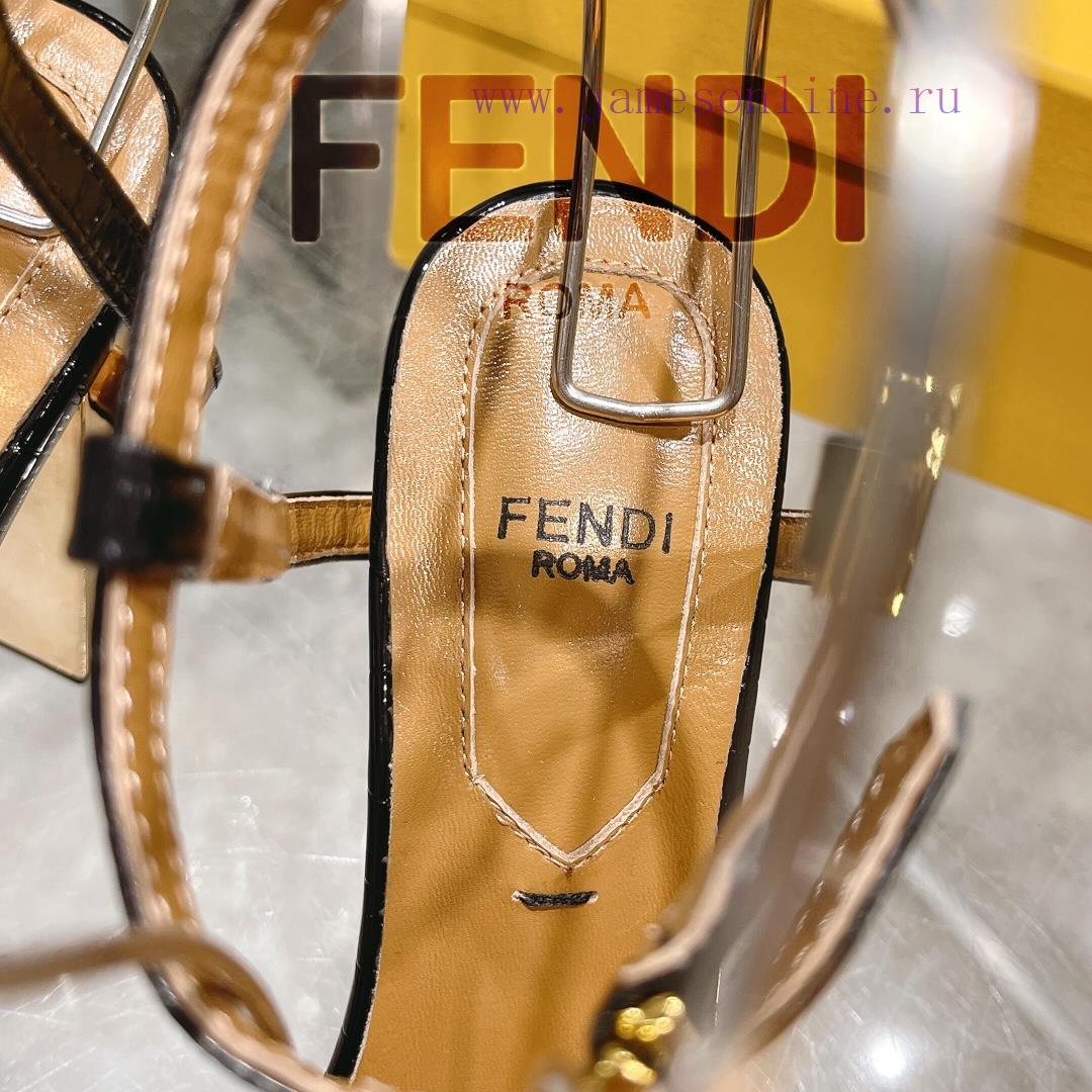 ② ⓪②④ 𝙁𝙀𝙉𝘿𝙄 | Fendi Delfina Strap Stone Patterned High Heels Sandals〰 〰 〰 〰 Genuine Leather s7010fmh - Image 10