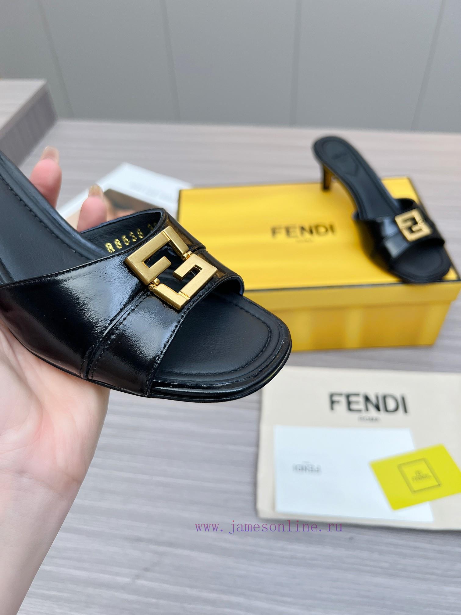 FENDI REFELECTION FENDI Fashion Slippers For Spring/Summer 2024Bright Avocado Leather Splicing tuhi2u38 - Image 3