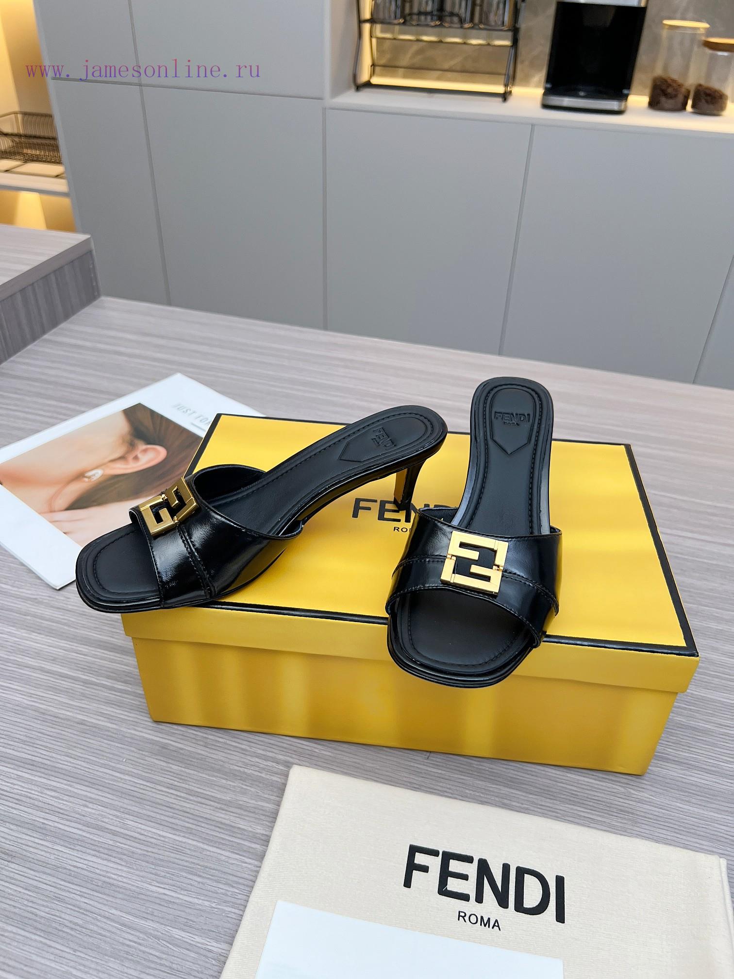 FENDI REFELECTION FENDI Fashion Slippers For Spring/Summer 2024Bright Avocado Leather Splicing tuhi2u38 - Image 8