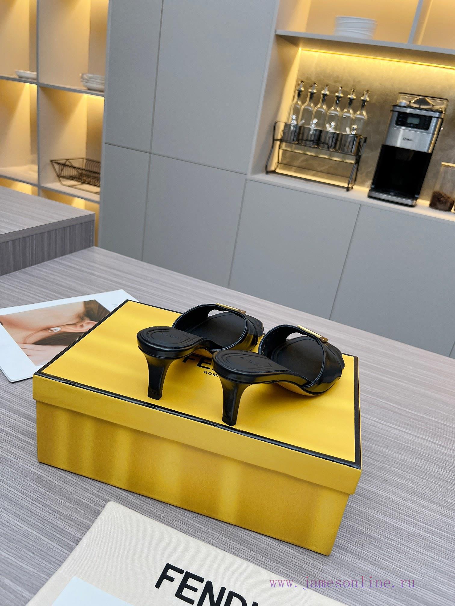 FENDI REFELECTION FENDI Fashion Slippers For Spring/Summer 2024Bright Avocado Leather Splicing tuhi2u38 - Image 9