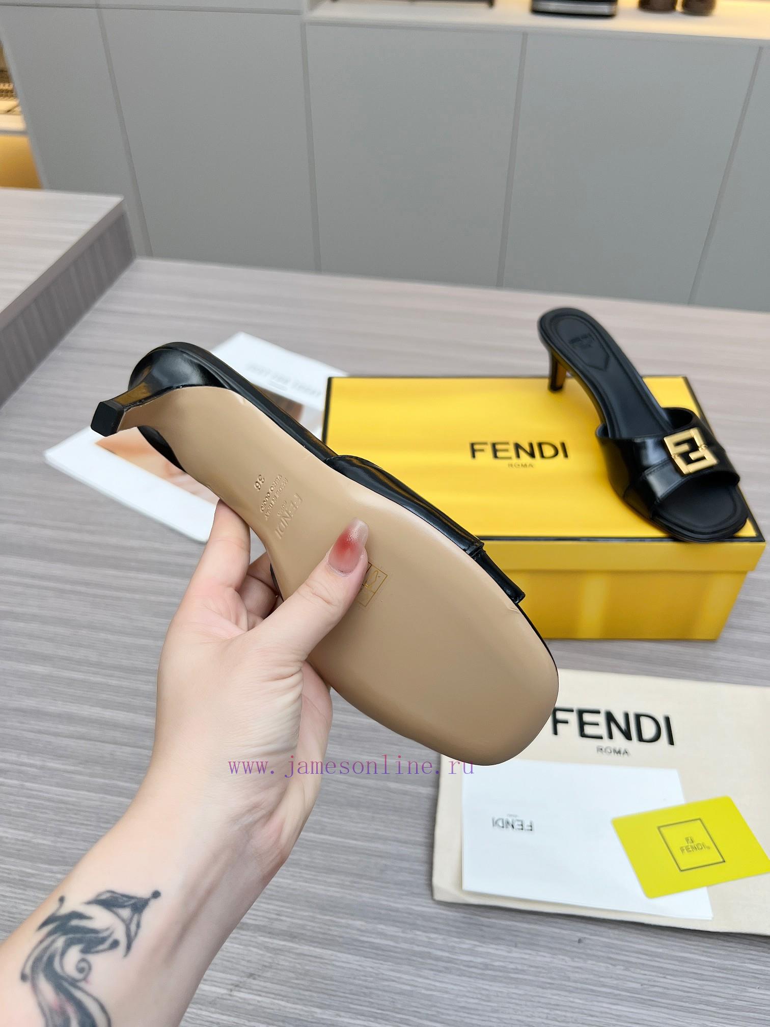 FENDI REFELECTION FENDI Fashion Slippers For Spring/Summer 2024Bright Avocado Leather Splicing tuhi2u38 - Image 10