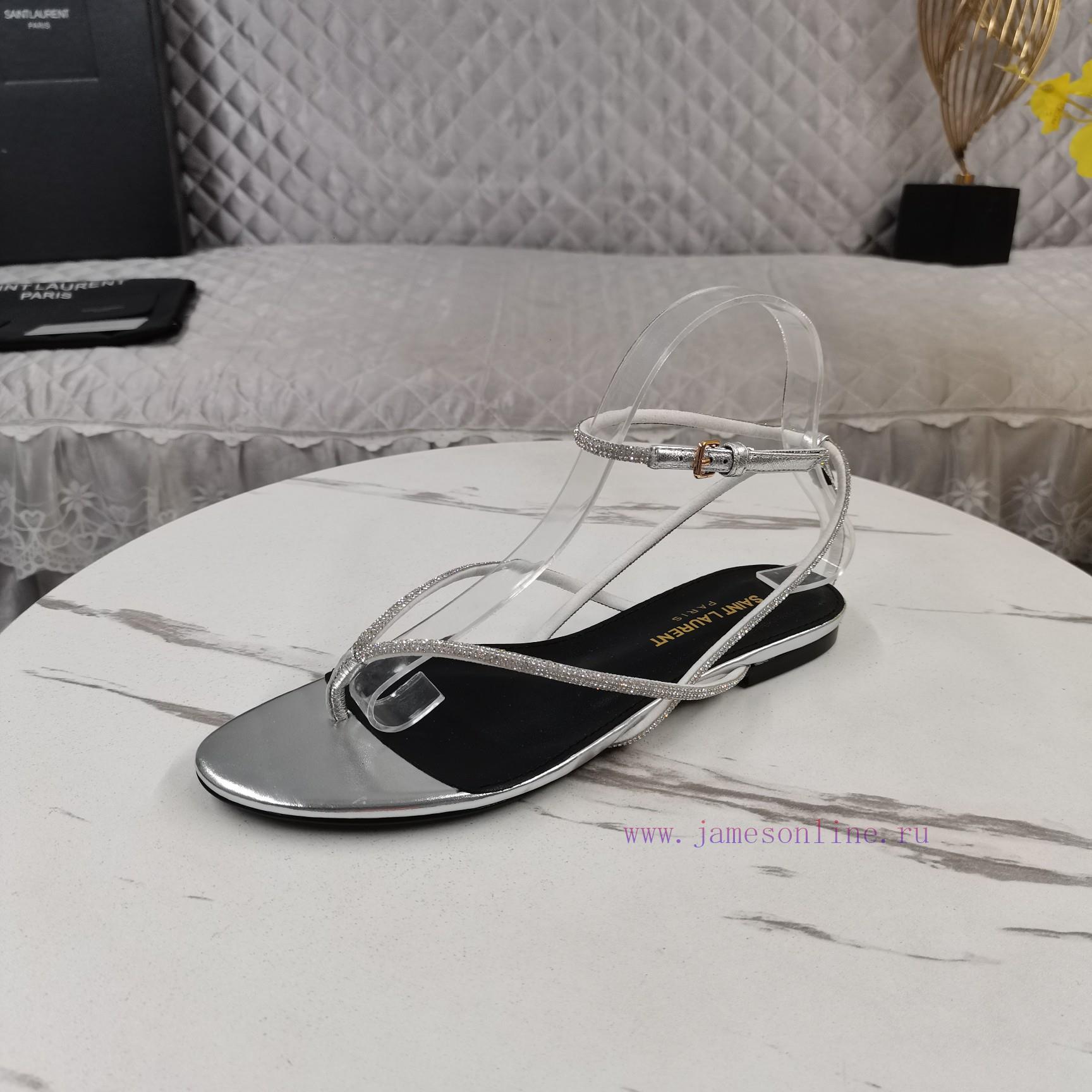 New Release - Saint Laurent YSL New SandalsHot Pressed Diamond Toe Flat SandalsCorrect Version 0ueeyu84 - Image 6