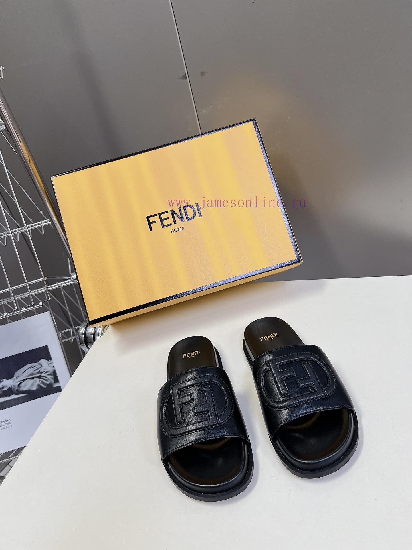 Top Of The Line Original FENDI Flat Slippers With Brown Original Cowhide On The Upper And F Fam s7zrmhsg - Image 2