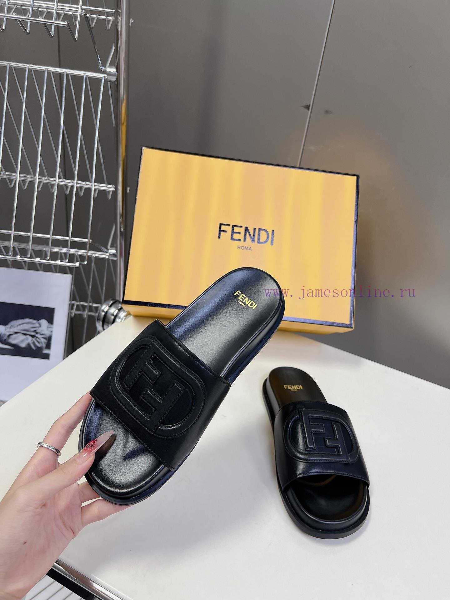 Top Of The Line Original FENDI Flat Slippers With Brown Original Cowhide On The Upper And F Fam s7zrmhsg - Image 5