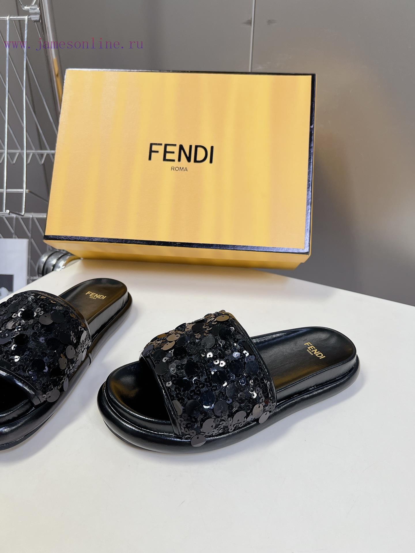 Top Of The Line Original FENDI Flat Slippers With Special Craftsmanship On The Upper Sequins Be z4kz7z88 - Image 4