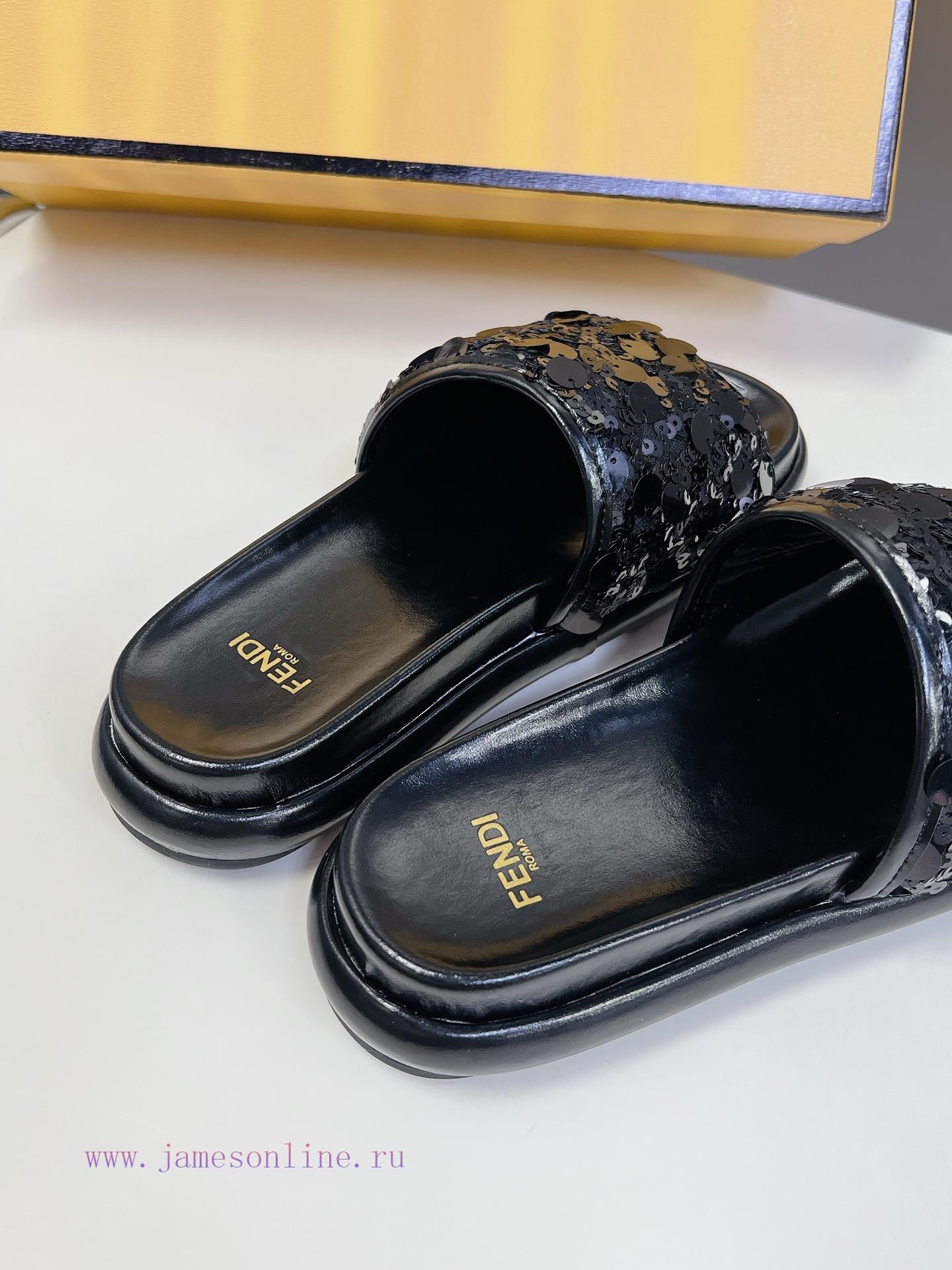 Top Of The Line Original FENDI Flat Slippers With Special Craftsmanship On The Upper Sequins Be z4kz7z88 - Image 8
