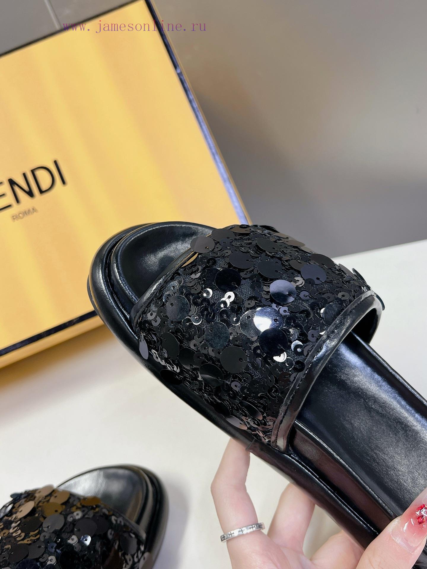 Top Of The Line Original FENDI Flat Slippers With Special Craftsmanship On The Upper Sequins Be z4kz7z88 - Image 9