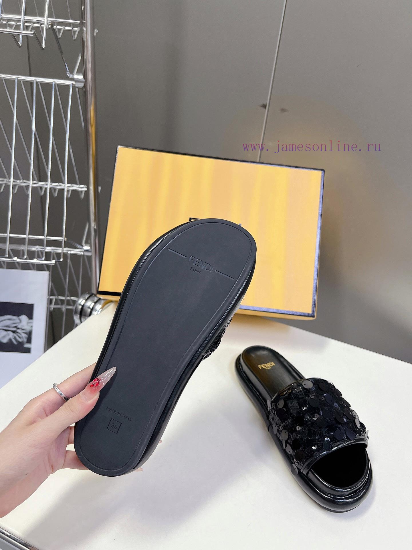 Top Of The Line Original FENDI Flat Slippers With Special Craftsmanship On The Upper Sequins Be z4kz7z88 - Image 10