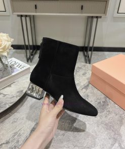 MiuMiuMiu Miu 2024 Autumn/Winter New Diamond Heeled Short Boots Bare Boots/Long BootsThe Minima xpma35ex