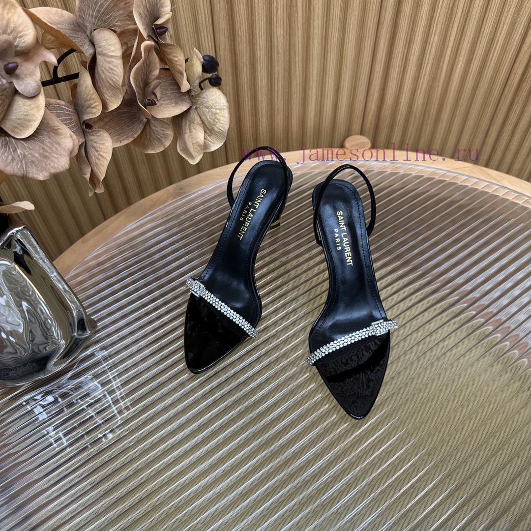 Saint Laurent YSL Yang Shulin 2024 Introduces Luxurious Metal Sandals With Crystal Straps And B tcl631bm