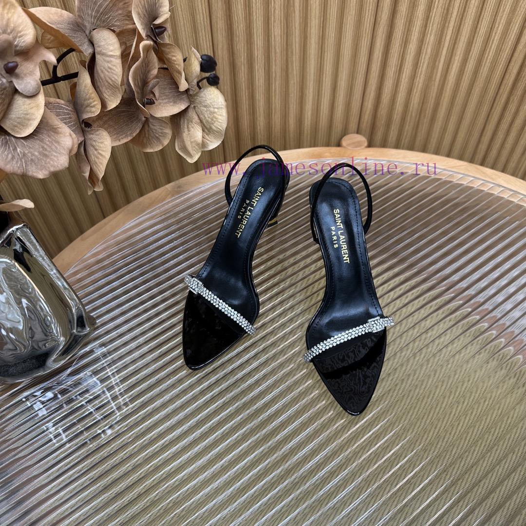 Saint Laurent YSL Yang Shulin 2024 Introduces Luxurious Metal Sandals With Crystal Straps And B tcl631bm - Image 2