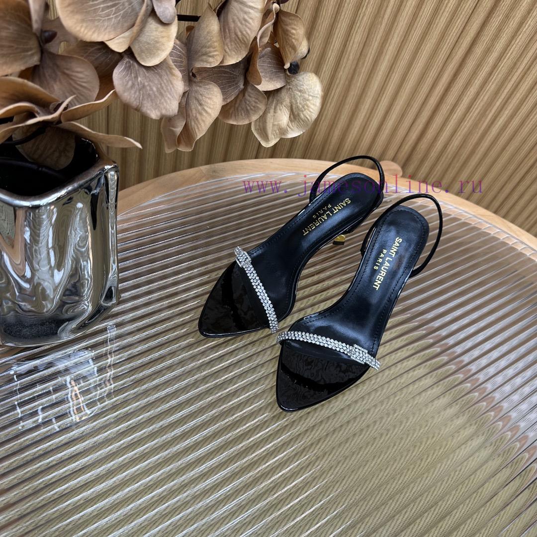 Saint Laurent YSL Yang Shulin 2024 Introduces Luxurious Metal Sandals With Crystal Straps And B tcl631bm - Image 3