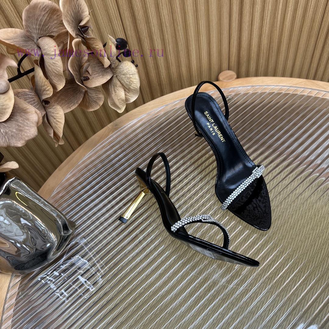 Saint Laurent YSL Yang Shulin 2024 Introduces Luxurious Metal Sandals With Crystal Straps And B tcl631bm - Image 4