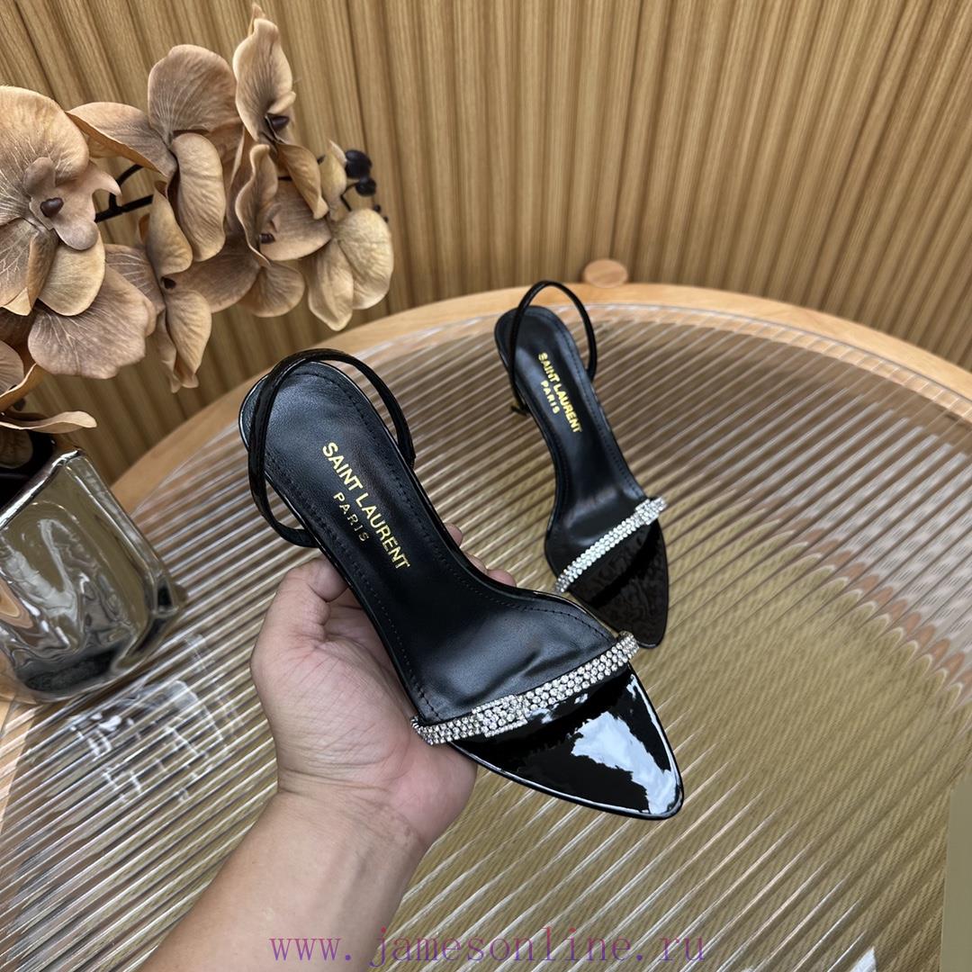 Saint Laurent YSL Yang Shulin 2024 Introduces Luxurious Metal Sandals With Crystal Straps And B tcl631bm - Image 5