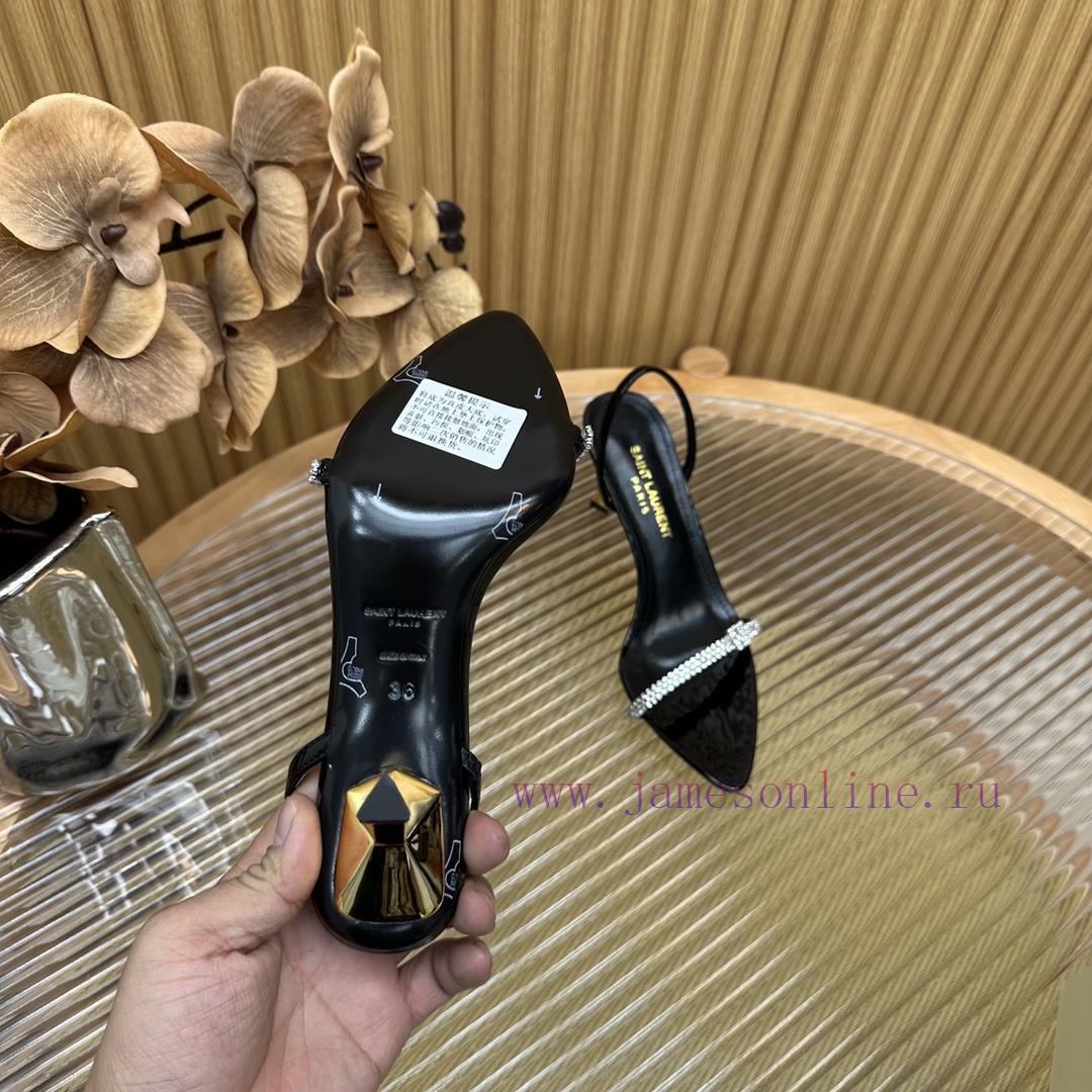 Saint Laurent YSL Yang Shulin 2024 Introduces Luxurious Metal Sandals With Crystal Straps And B tcl631bm - Image 6