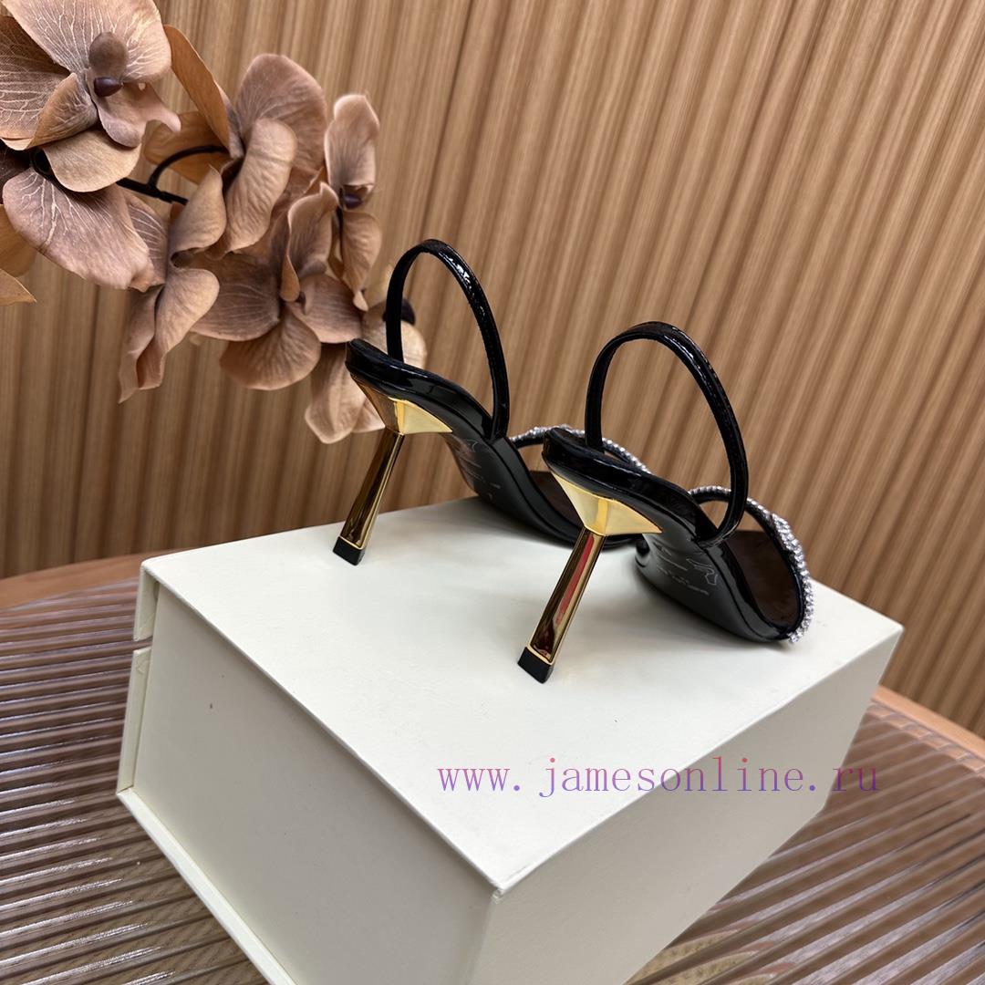 Saint Laurent YSL Yang Shulin 2024 Introduces Luxurious Metal Sandals With Crystal Straps And B tcl631bm - Image 8
