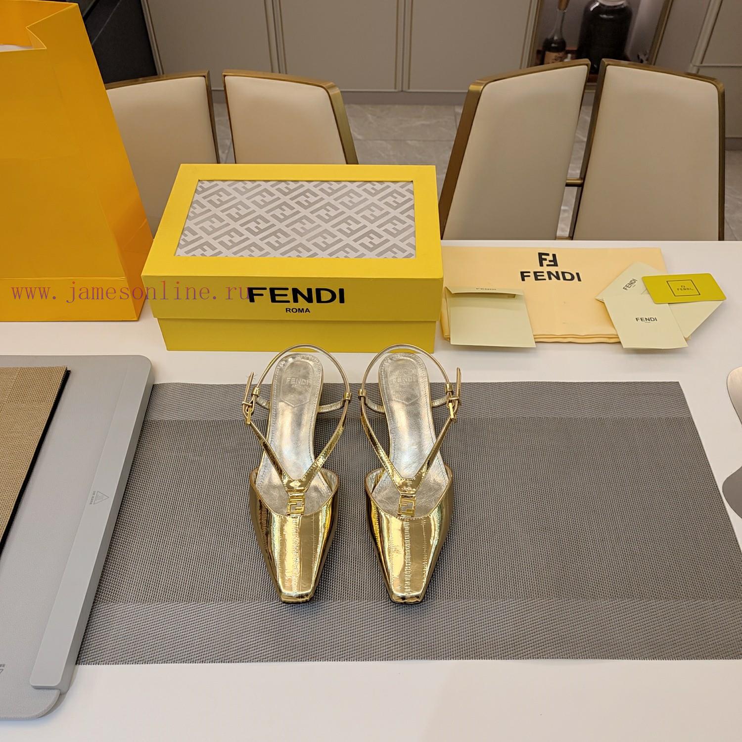 Small Cone And V-shaped Strap Metal Double F Buckle Mueller Sandals SeriesFendi Top Edition 202 74ndpt9w - Image 2