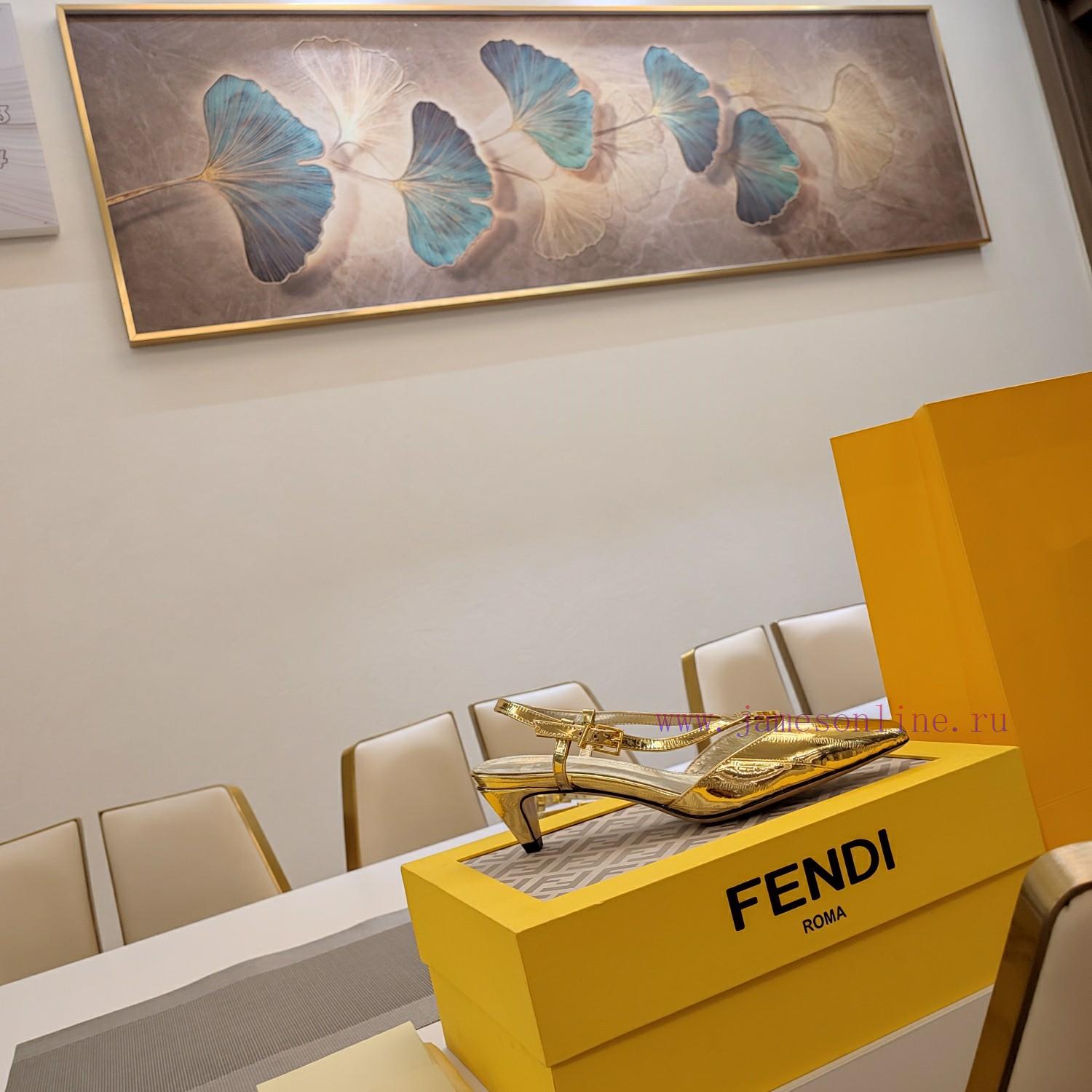 Small Cone And V-shaped Strap Metal Double F Buckle Mueller Sandals SeriesFendi Top Edition 202 74ndpt9w - Image 9