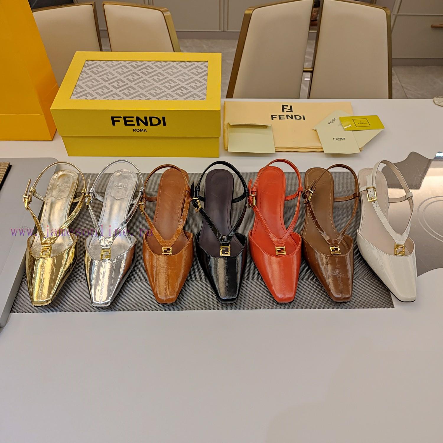 Small Cone And V-shaped Strap Metal Double F Buckle Mueller Sandals SeriesFendi Top Edition 202 74ndpt9w - Image 10