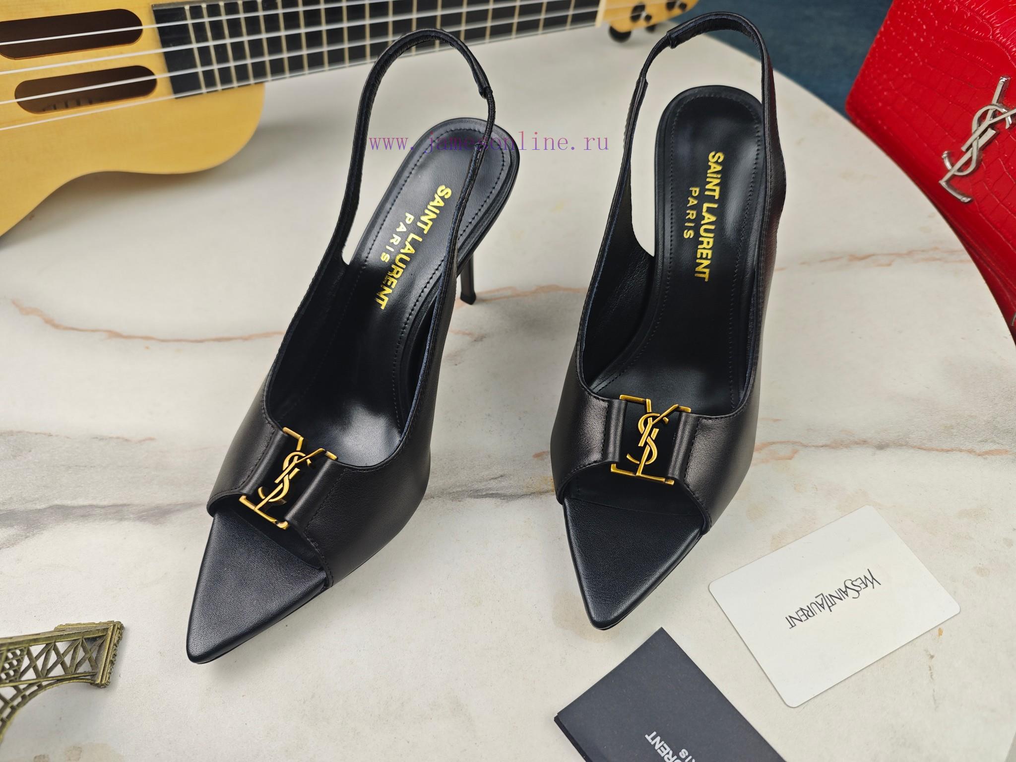 Saint Laurent Fine Heeled YSL Sandals For Early Autumn 2024 Synchronized YSL Decoration Classic a10dmx28 - Image 4