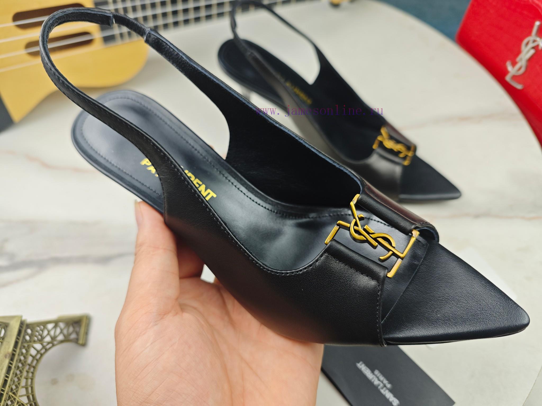 Saint Laurent Fine Heeled YSL Sandals For Early Autumn 2024 Synchronized YSL Decoration Classic a10dmx28 - Image 5