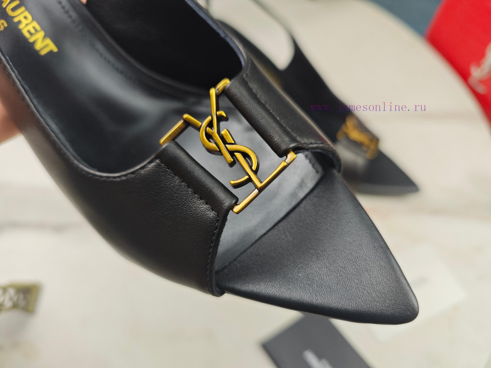 Saint Laurent Fine Heeled YSL Sandals For Early Autumn 2024 Synchronized YSL Decoration Classic a10dmx28 - Image 8