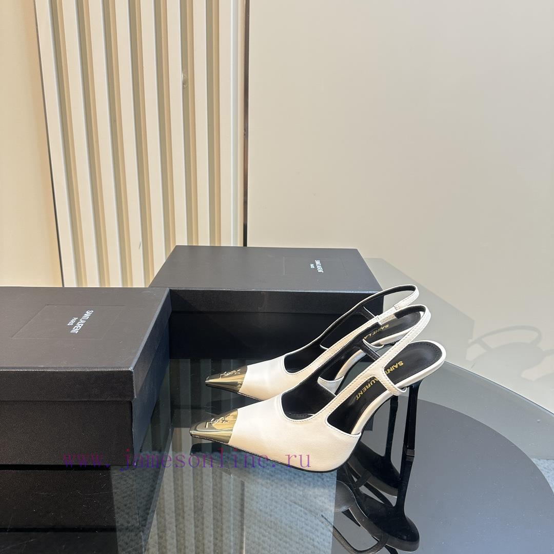 YSL Saint LaurentSS2024 Summer New Product Metal Head Elegant And Atmospheric High Heel Sandals 425ljkv3 - Image 2