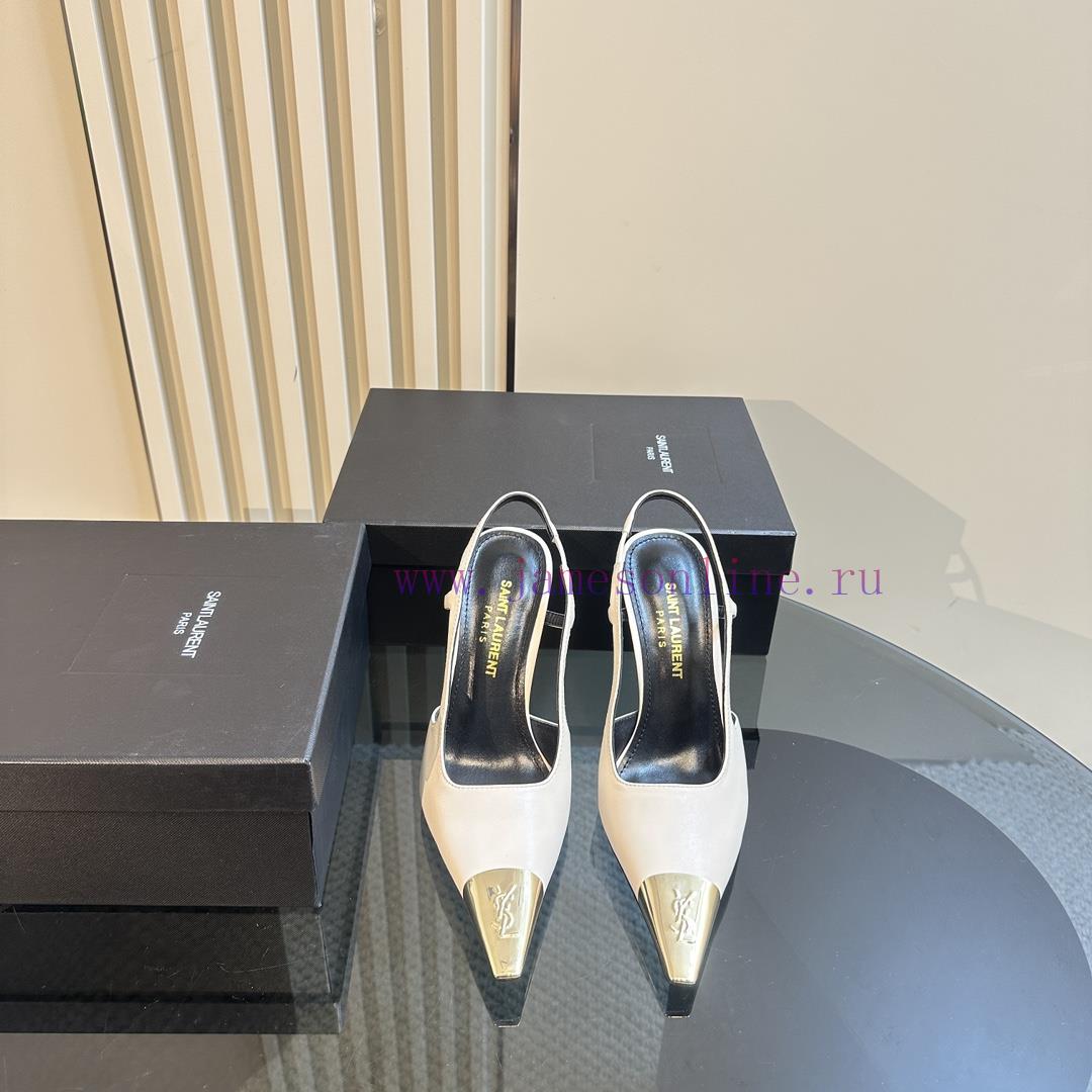 YSL Saint LaurentSS2024 Summer New Product Metal Head Elegant And Atmospheric High Heel Sandals 425ljkv3 - Image 3