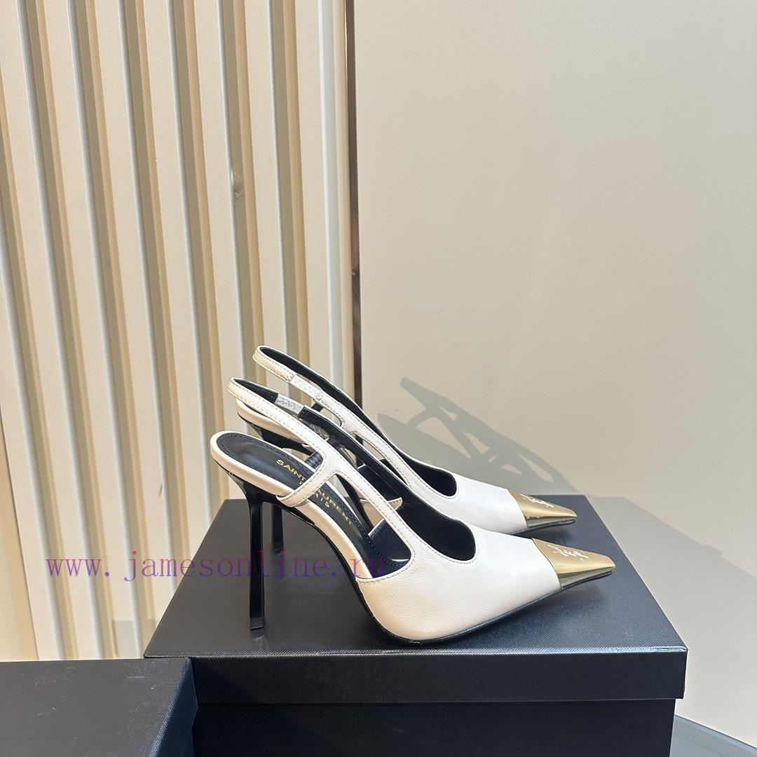 YSL Saint LaurentSS2024 Summer New Product Metal Head Elegant And Atmospheric High Heel Sandals 425ljkv3 - Image 6