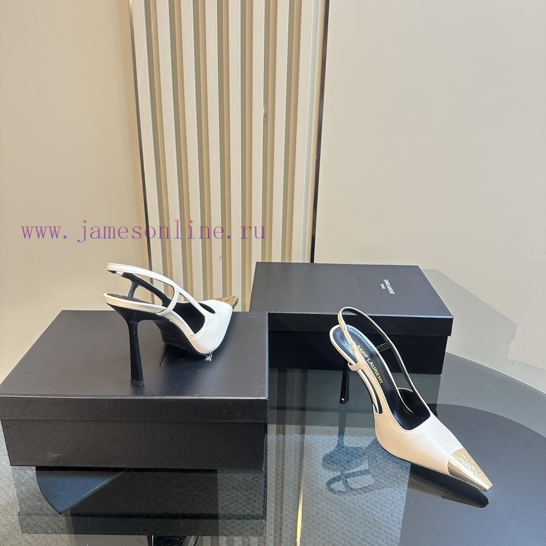 YSL Saint LaurentSS2024 Summer New Product Metal Head Elegant And Atmospheric High Heel Sandals 425ljkv3 - Image 7