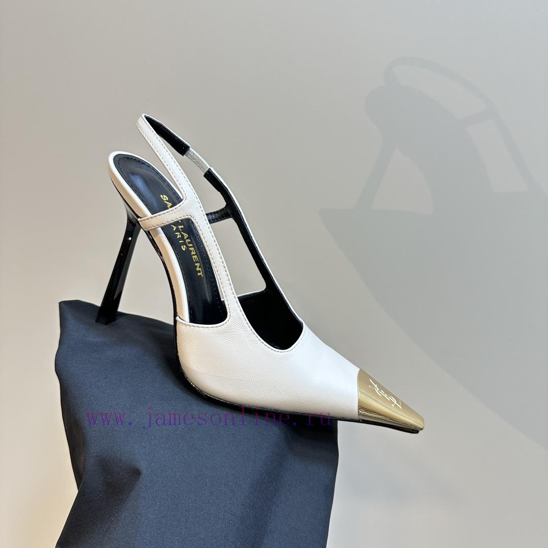 YSL Saint LaurentSS2024 Summer New Product Metal Head Elegant And Atmospheric High Heel Sandals 425ljkv3 - Image 8