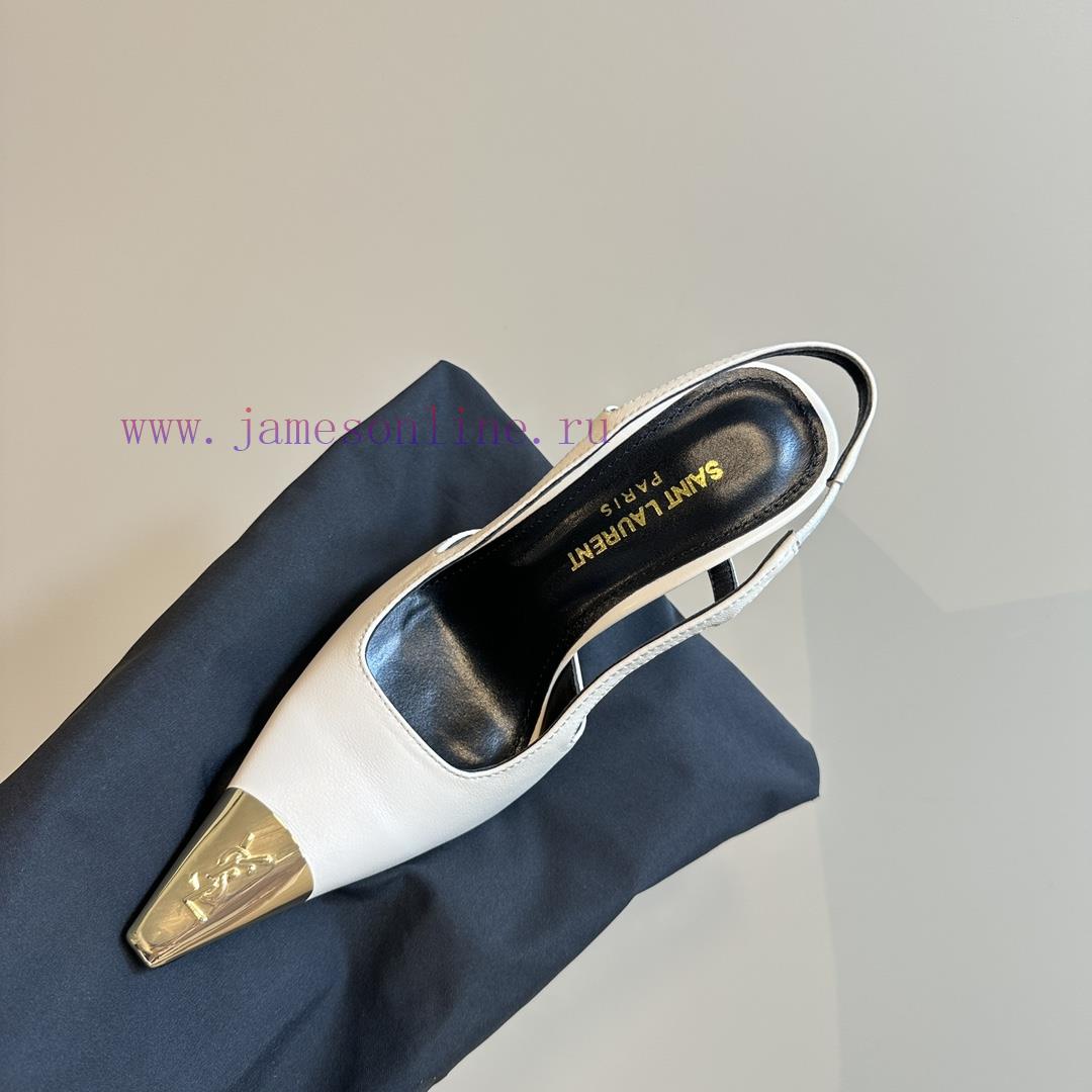 YSL Saint LaurentSS2024 Summer New Product Metal Head Elegant And Atmospheric High Heel Sandals 425ljkv3 - Image 9
