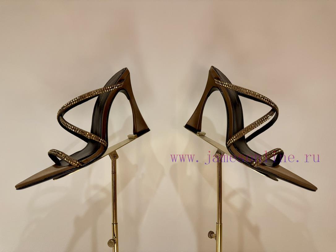 Saint LaurentYSL Saint Laurent Hot Diamond Cross Belt Ultra High Heel Fashion Sandals24ss Rhine pu2p7zvh - Image 10