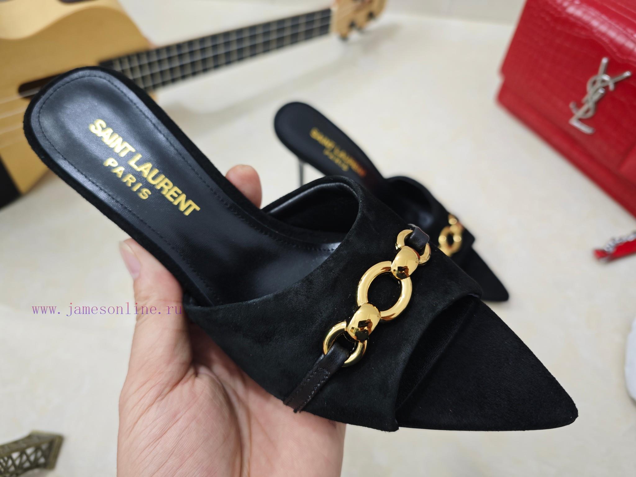 Saint Laurent Fine Heeled YSL Sandals In Early Spring 2025 Synchronized YSL Decoration Classic 9tjpv79z - Image 4