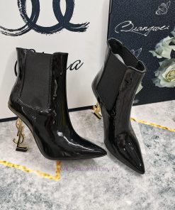 New - YSLlogo Letter And Elastic Band Short BootsImported Original Cowhide/patent Leather Upper pr31kzn4
