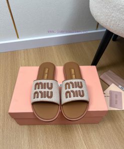 MiuMiu Miu | 2024 ˢˢMiu Miu 2024 Spring/Summer New Products Latest Explosive Letter Logo Slippe l2jhupen