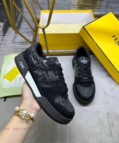 FENDI MatcHermes With The Latest Sneakers Embellished With Gray And Black Jacquard FF Fabric Ma 1n1viu6d