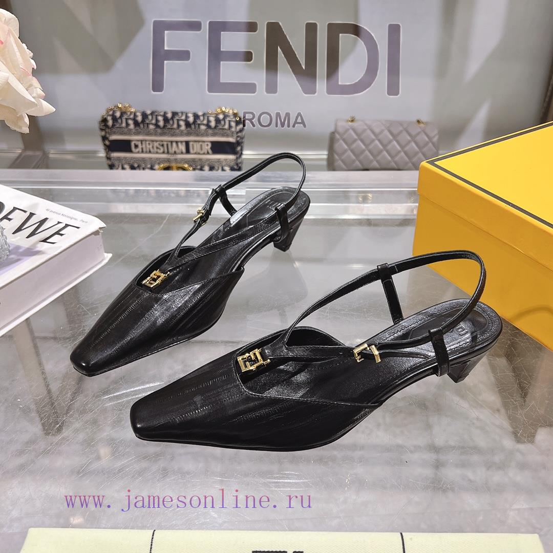 ② ⓪②⑤ Spring And Summer | Fendi FFold Square Head Eel Pattern Dew Heel Sandals〰 〰 〰 〰 Genuin u21mzpv8 - Image 4