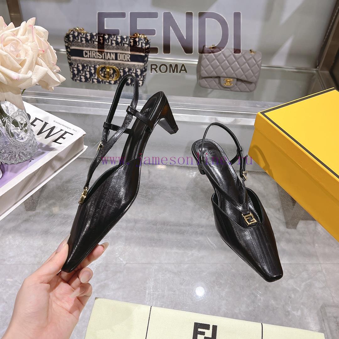 ② ⓪②⑤ Spring And Summer | Fendi FFold Square Head Eel Pattern Dew Heel Sandals〰 〰 〰 〰 Genuin u21mzpv8 - Image 5