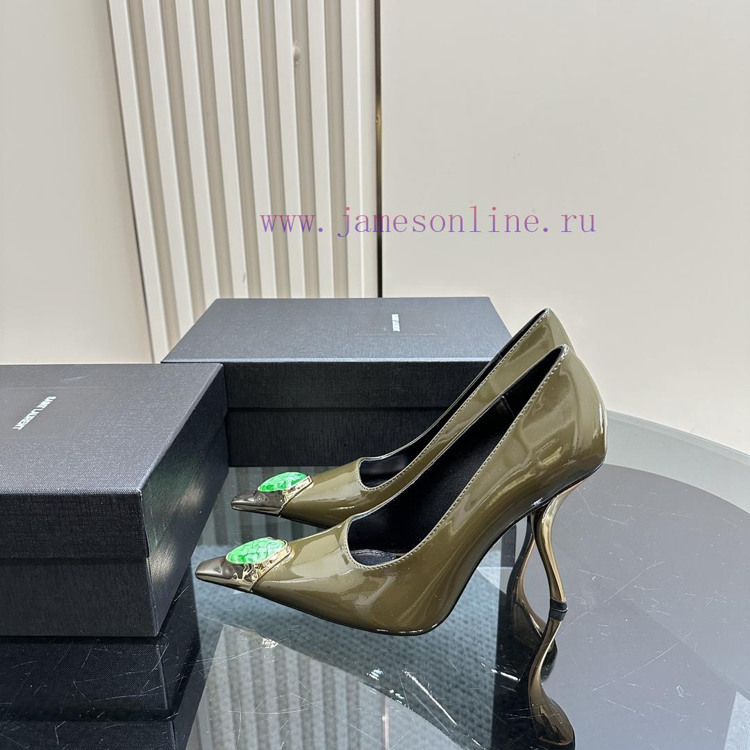 YSL Saint LaurentSS2024 New Product Metal Head Big Gemstone Elegant And Atmospheric High HeelsA jweooddn