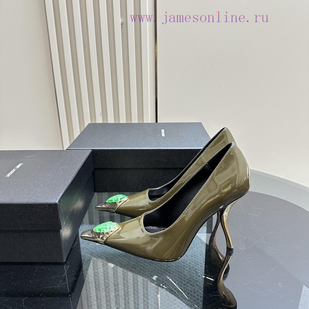 YSL Saint LaurentSS2024 New Product Metal Head Big Gemstone Elegant And Atmospheric High HeelsA jweooddn - Image 2